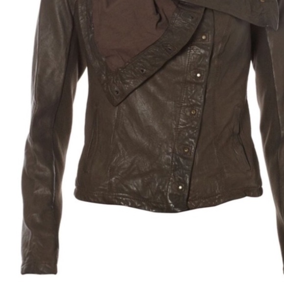 AllSaints Kaito Lamb Leather Jacket XS | Worn by Katy Perry | RARE Espresso - Picture 4 of 8